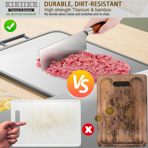 KIKIIKE bamboo surface demonstrates gentle knife protection and natural material appeal.