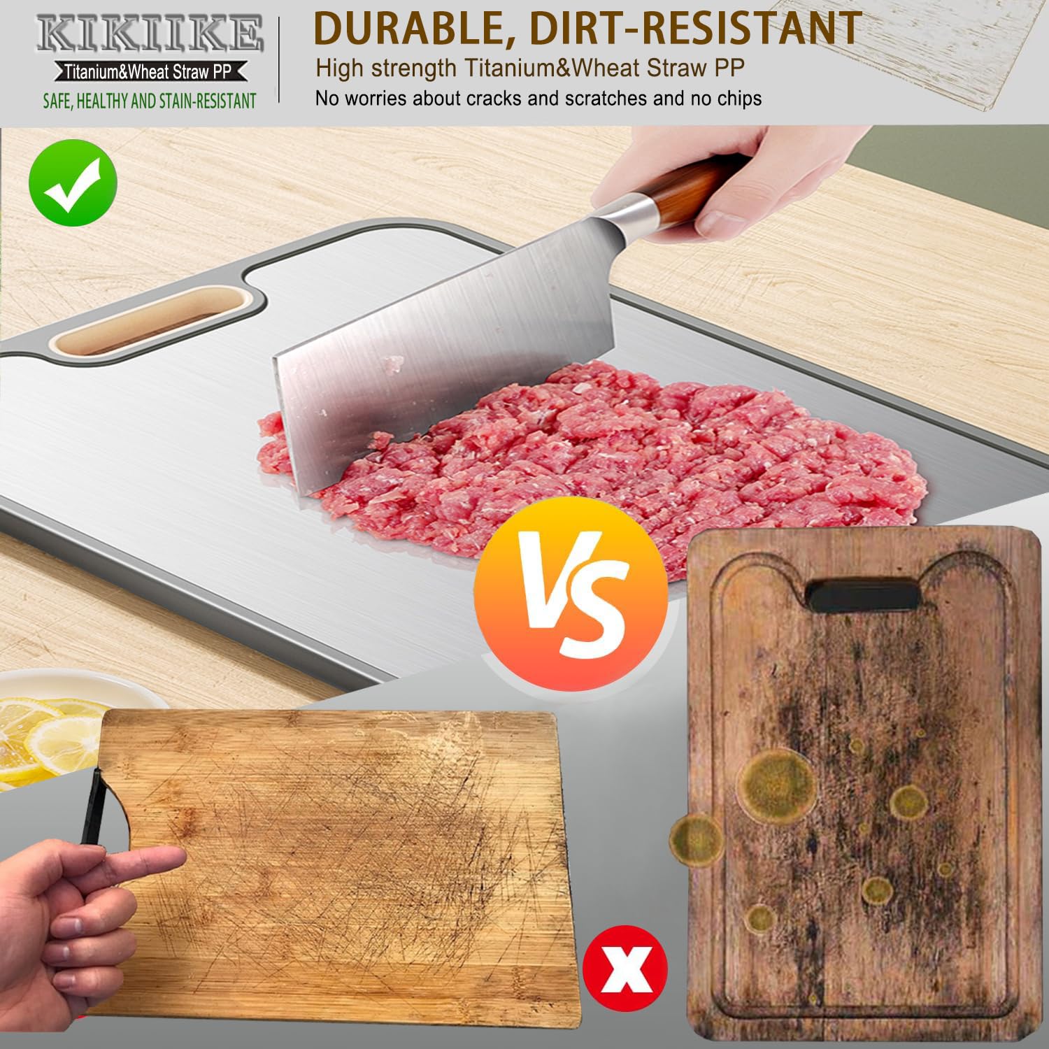 KIKIIKE cutting board dishwasher-safe for quick cleaning