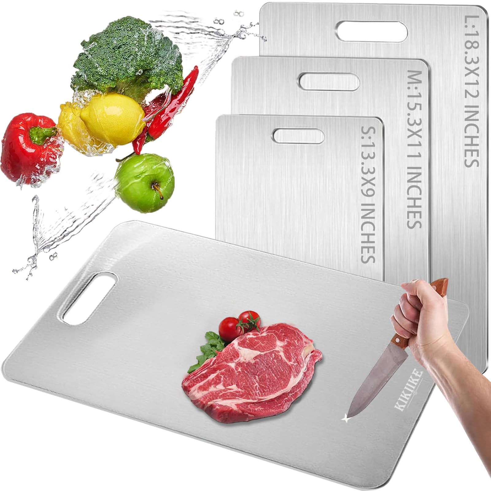 KIKIIKE titanium cutting board top view with smooth double-sided surface for easy prep