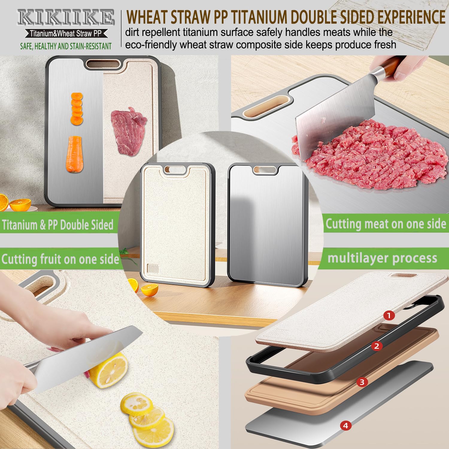 KIKIIKE titanium board doubles as dough prep and fruit slicing surface