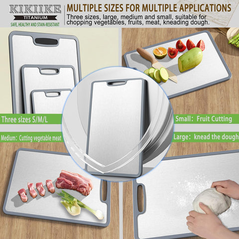 KIKIIKE titanium cutting board in use for dough work and chopping