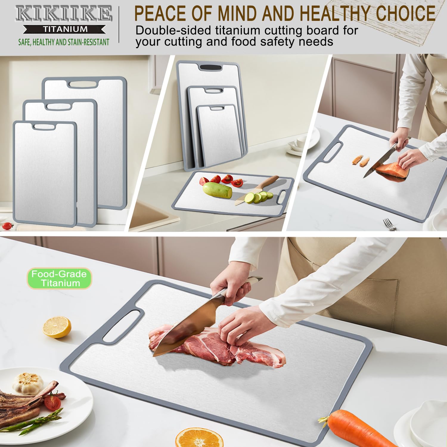 KIKIIKE titanium cutting board easy‑clean design after use