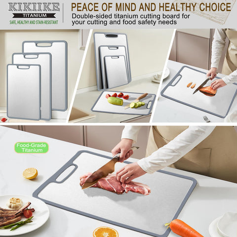 KIKIIKE silicone-rimmed board protects countertops and catches juices.