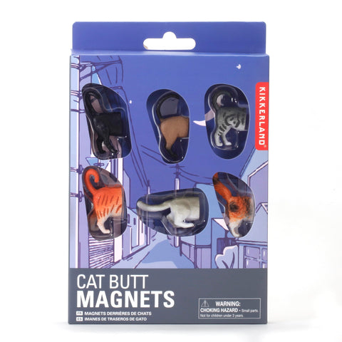 Kikkerland cat butt magnets, front view, adds whimsical fridge decor