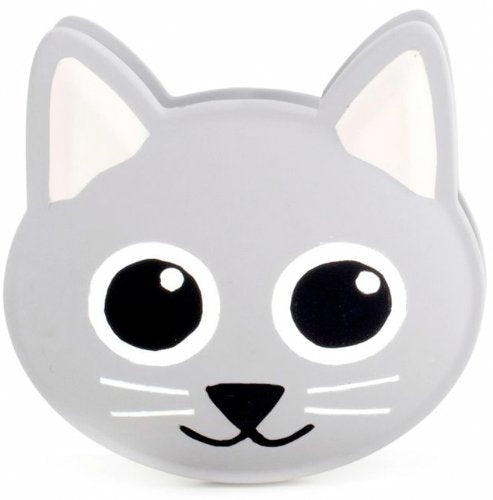 Kikkerland Cat Talking Bag Clip front view, bright cat-face design helps seal bags and entertain.