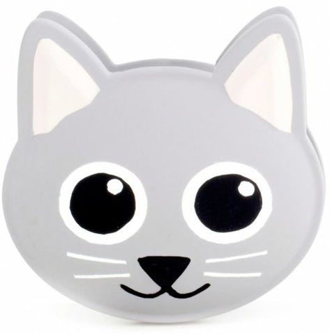 Kikkerland Cat Talking Bag Clip front view, bright cat-face design helps seal bags and entertain.