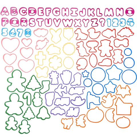 Killer's Instinct Outdoors 108-piece set with colorful shapes for cookies and crafts.