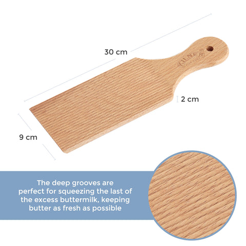 Kilner paddles ridged surface wicks away moisture for clean butter