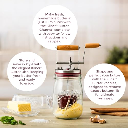 Kilner churn handle with wooden grip offers comfortable, controlled butter making
