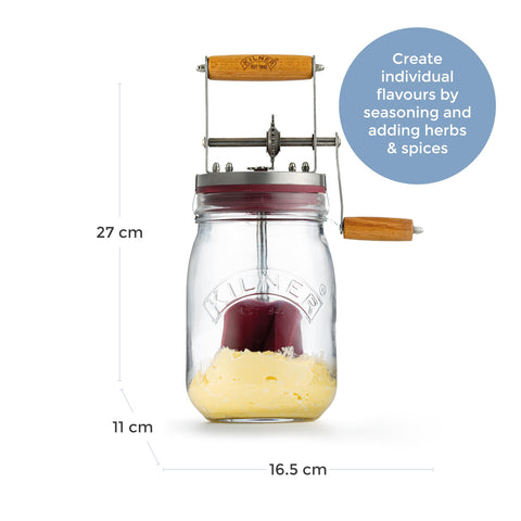 Kilner silicone paddle visible for gentle, efficient butter blending