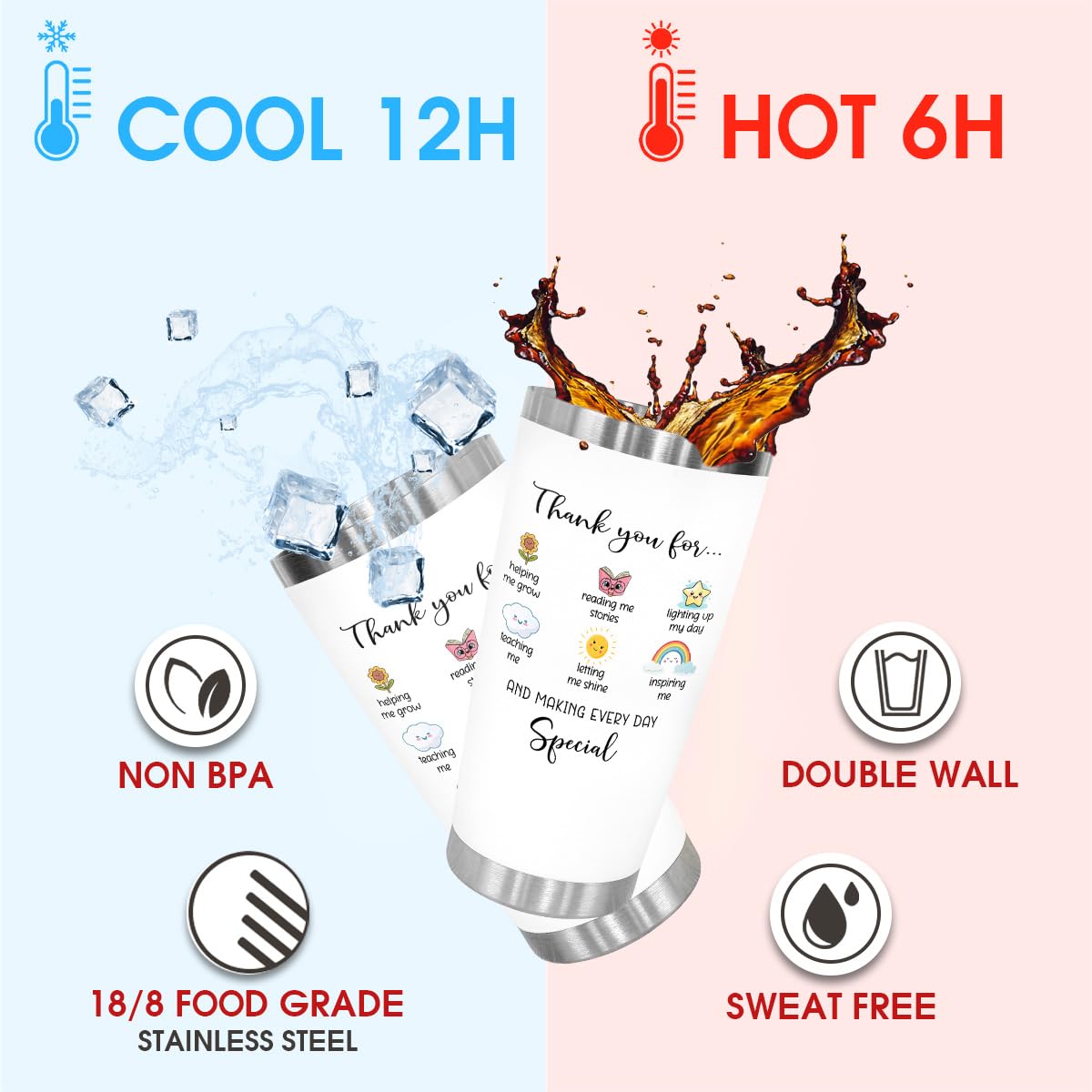 Kilyhome insulated tumbler with double-wall design keeps drinks hot or cold longer