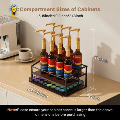 kimilus syrup bottles on rack demonstrates clear labeling and organized bottle display