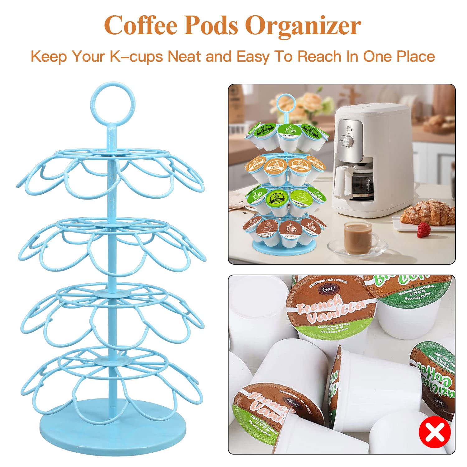 KIMIUP 36-pod capacity keeps all K-Cups visible and organized.