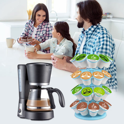 Compact circular footprint saves counter space beside your coffee maker.