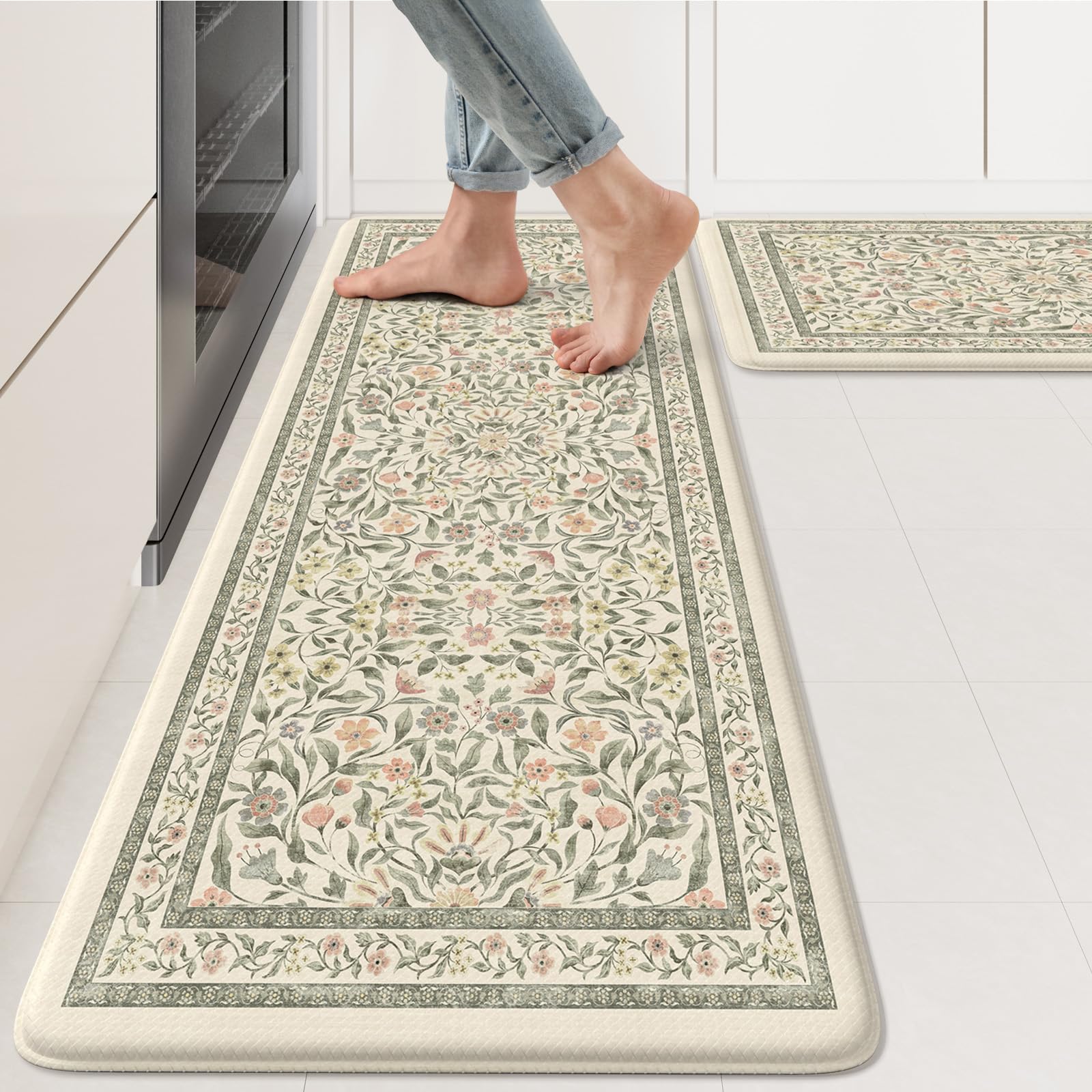 KIMODE anti-fatigue kitchen mat 17x47 with non-slip bottom for comfortable standing.
