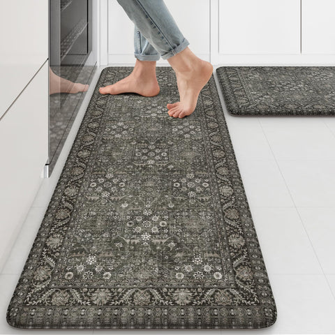 KIMODE anti-fatigue kitchen mat 2pc set with cushioned support for standing tasks.
