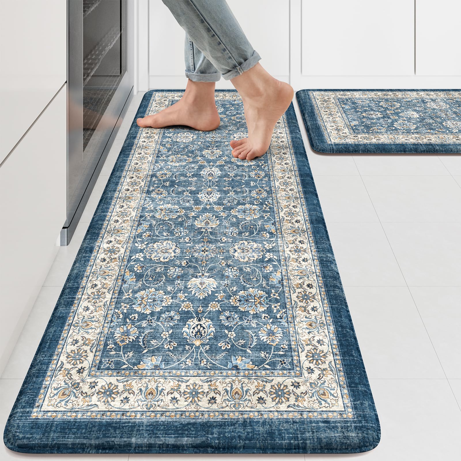 KIMODE anti-fatigue mat 47x17 layout provides cushioned comfort during cooking.