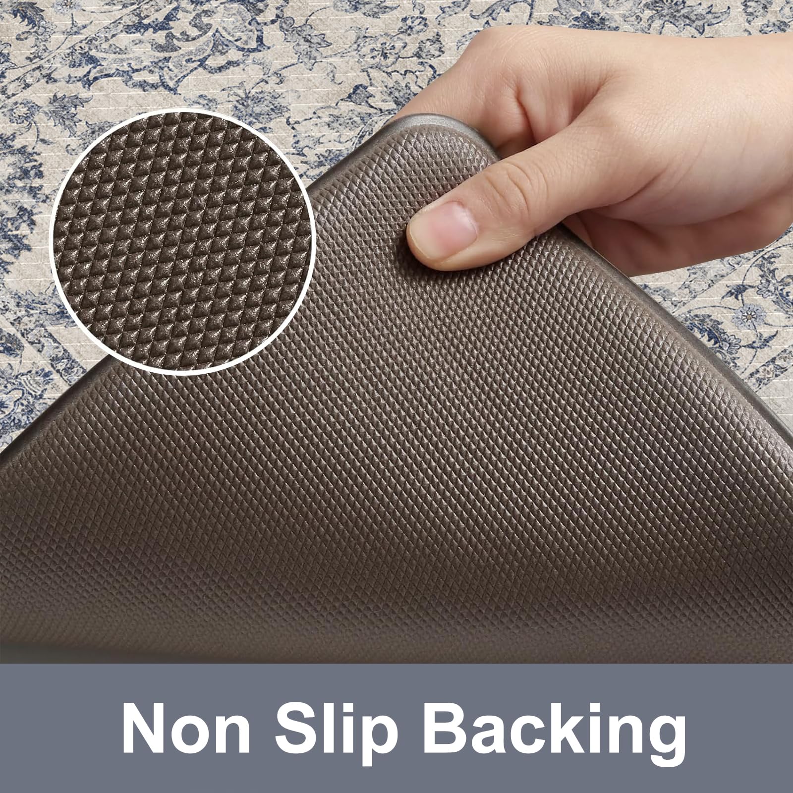 Kimode anti-fatigue kitchen mat on floor for cooking and tasks