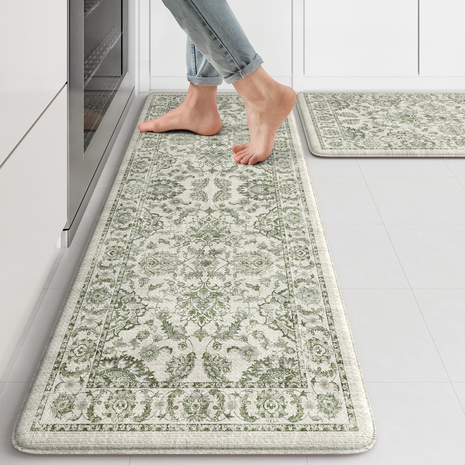 KIMODE anti-fatigue kitchen mat green 17x29-5 cushion for standing tasks