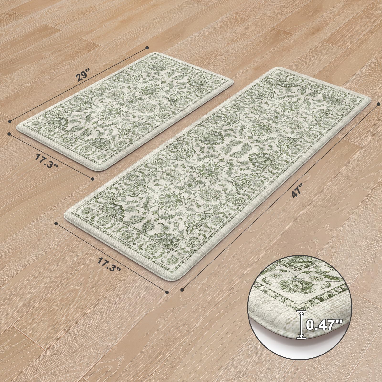 KIMODE anti-fatigue kitchen mat green 17x47 ergonomic support while cooking
