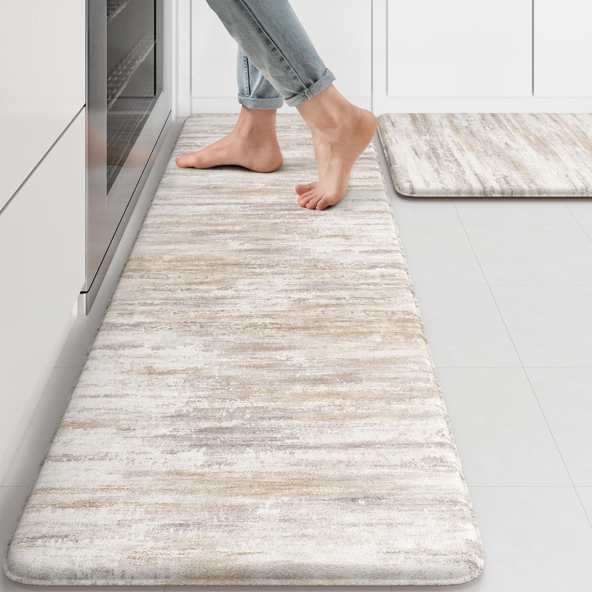 KIMODE anti-fatigue kitchen mats 2pc in brown provide cushioned comfort during cooking