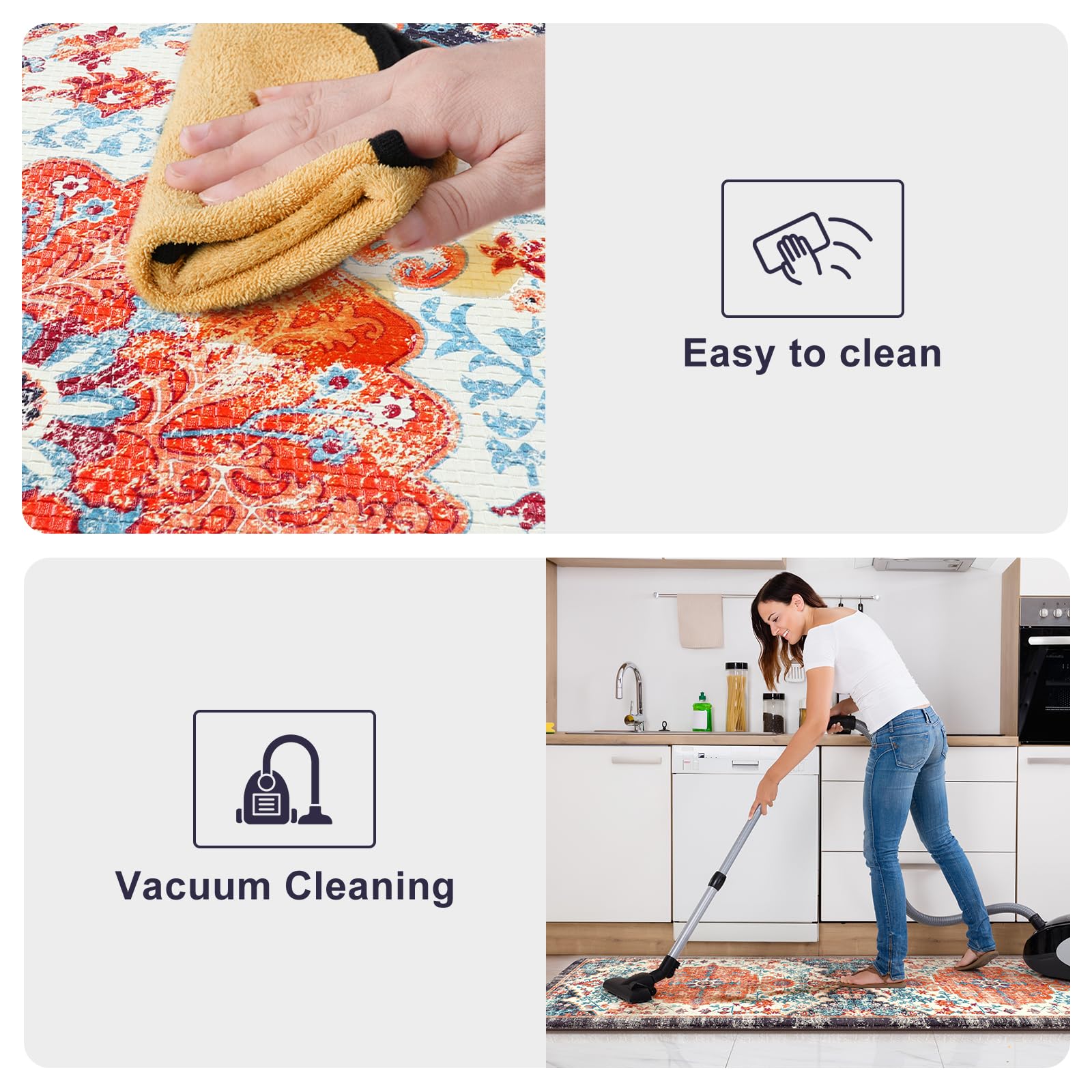 KIMODE anti-slip bottom keeps mat in place on tile or wood floors