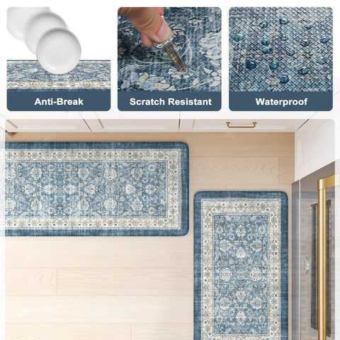 KIMODE boho blue floral pattern adds stylish decor to the kitchen.
