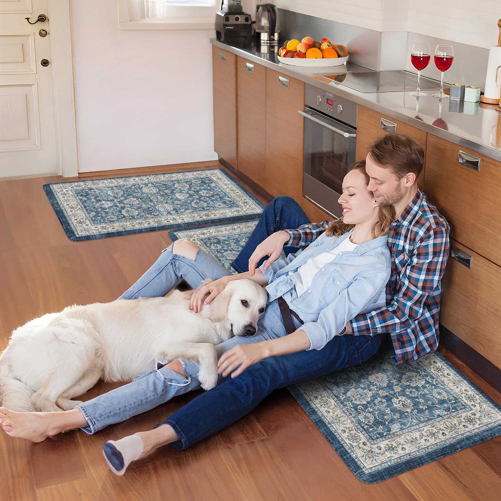 KIMODE memory-foam mat used beside desk or laundry area for comfort.