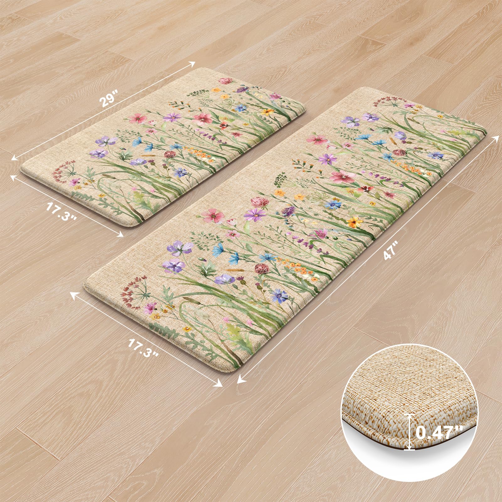 KIMODE floral kitchen rug demonstrates farmhouse charm for a cozy cooking space.