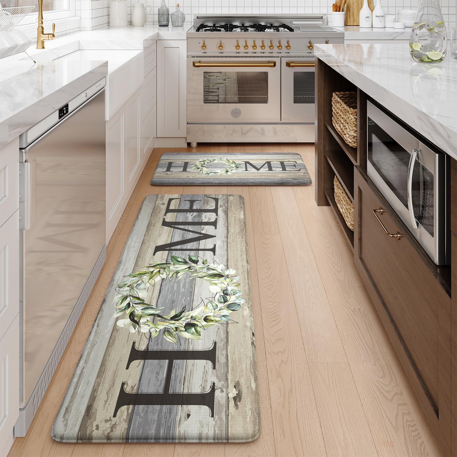 Easy-clean surface of KIMODE kitchen mats with damp cloth