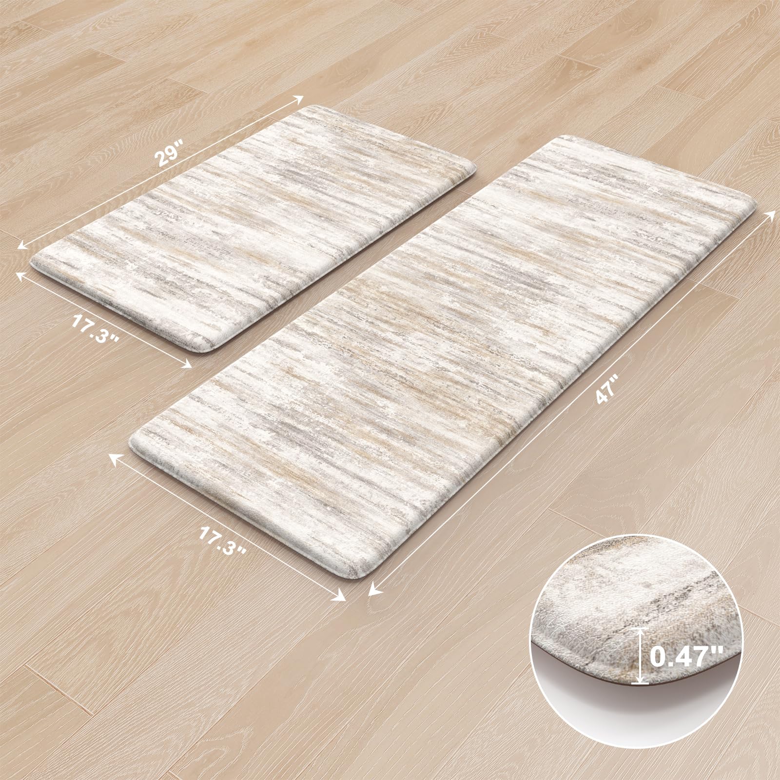 KIMODE light brown abstract kitchen rug adds subtle style and support