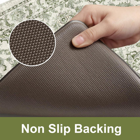 KIMODE non-slip rubber backing close-up showing secure grip on dry floors