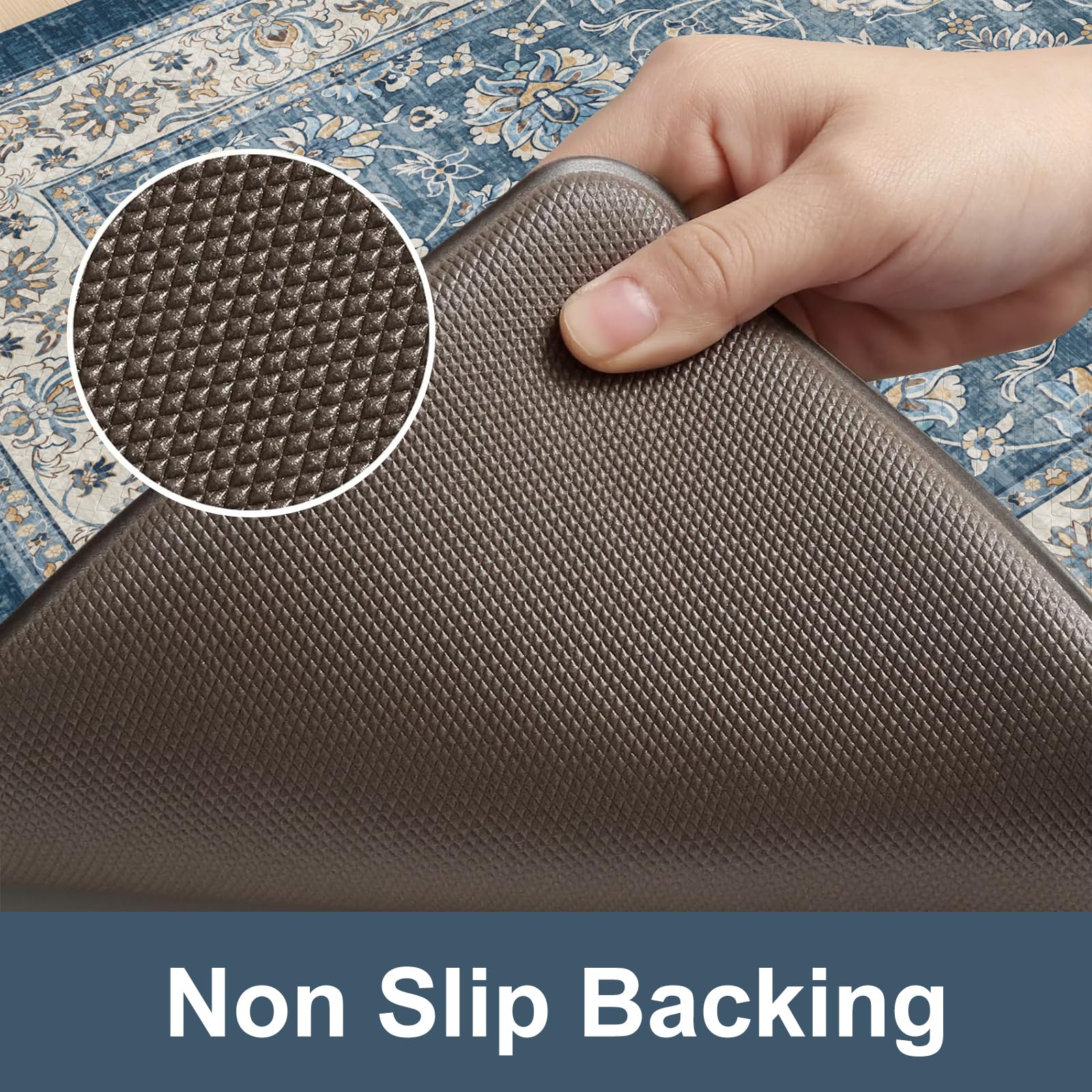 KIMODE non-slip rubber bottom keeps the mat in place on hard floors.