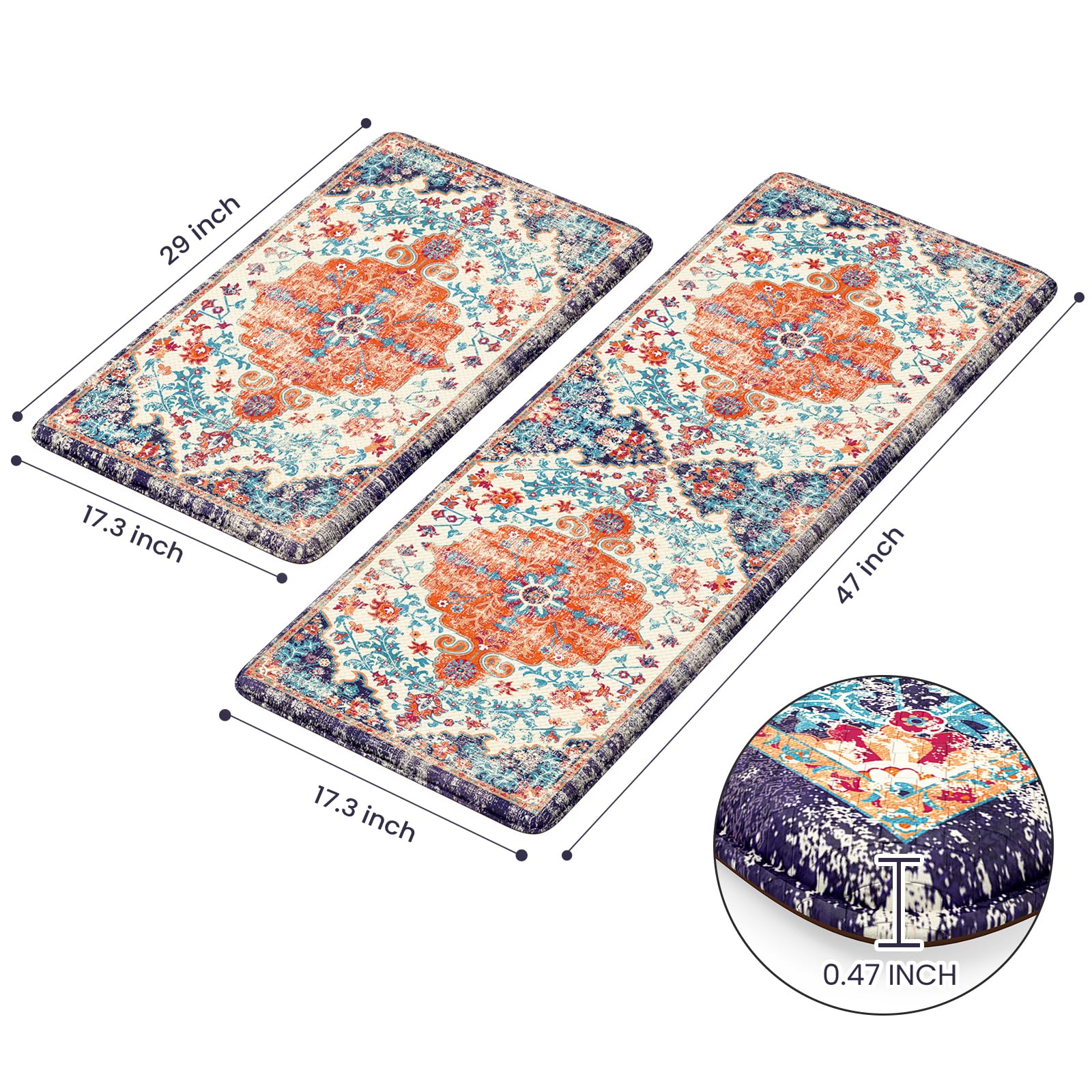 KIMODE orange 17x29 compact anti-fatigue mat for small spaces near the sink