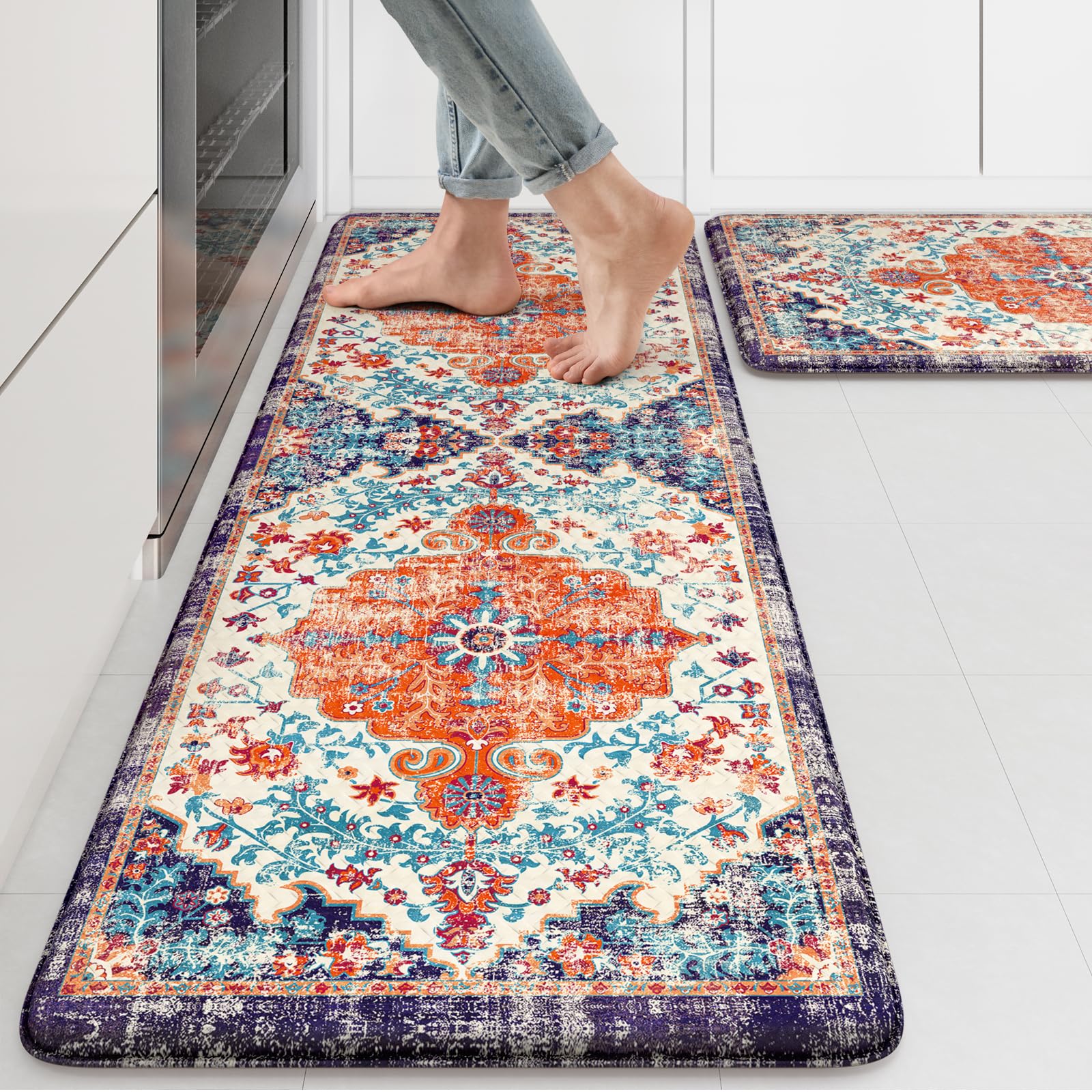 KIMODE orange 17x47 anti-fatigue mat for standing comfort while cooking