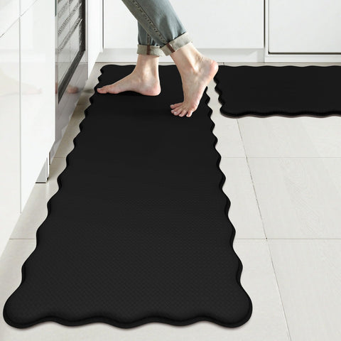 Kimode scalloped kitchen mat large cushions your feet for extended standing comfort.