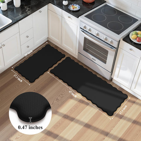 Kimode black kitchen mats blend with modern decor and protect floors.