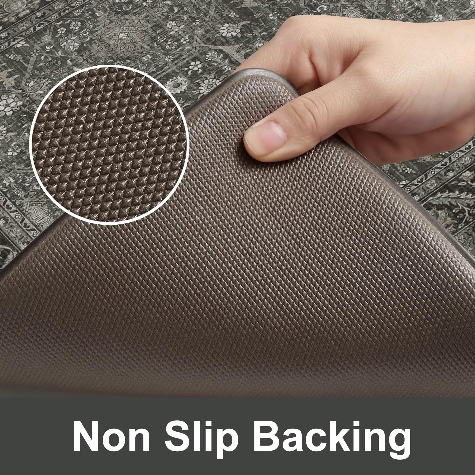 KIMODE waterproof kitchen rug with non-slip backing for safety.