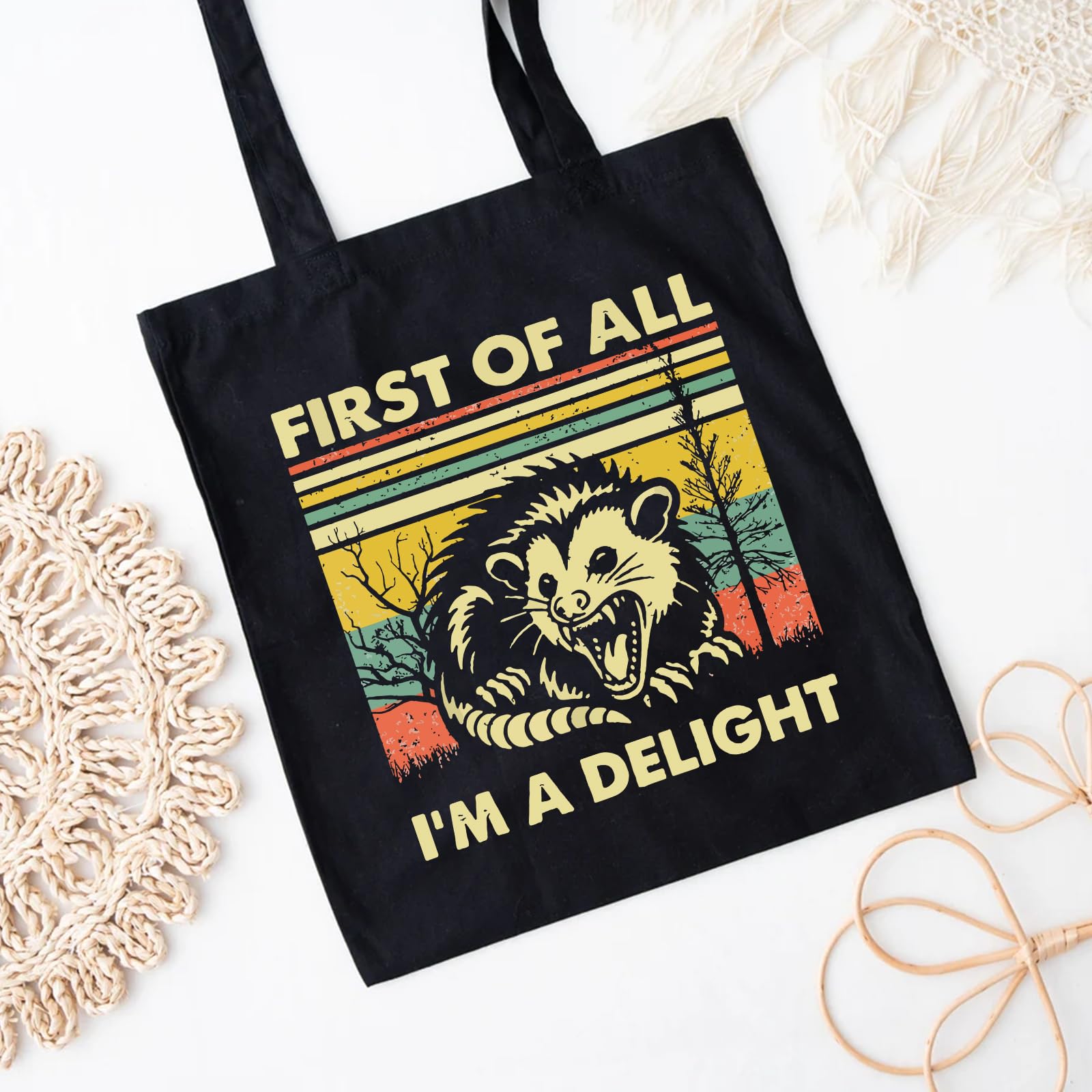 Kimoli Possum canvas tote ideal for grocery shopping.