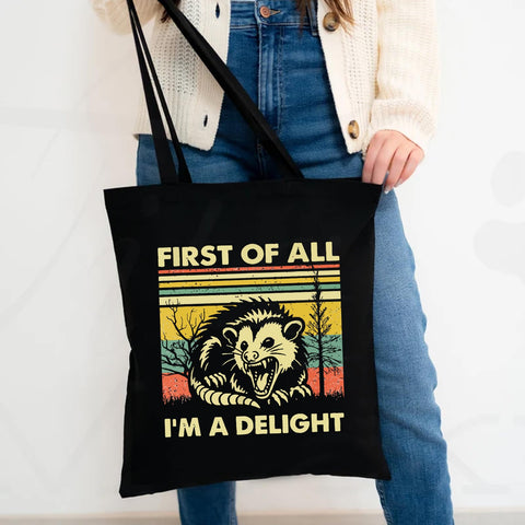 Kimoli Possum canvas tote sturdy handles for comfortable carry.
