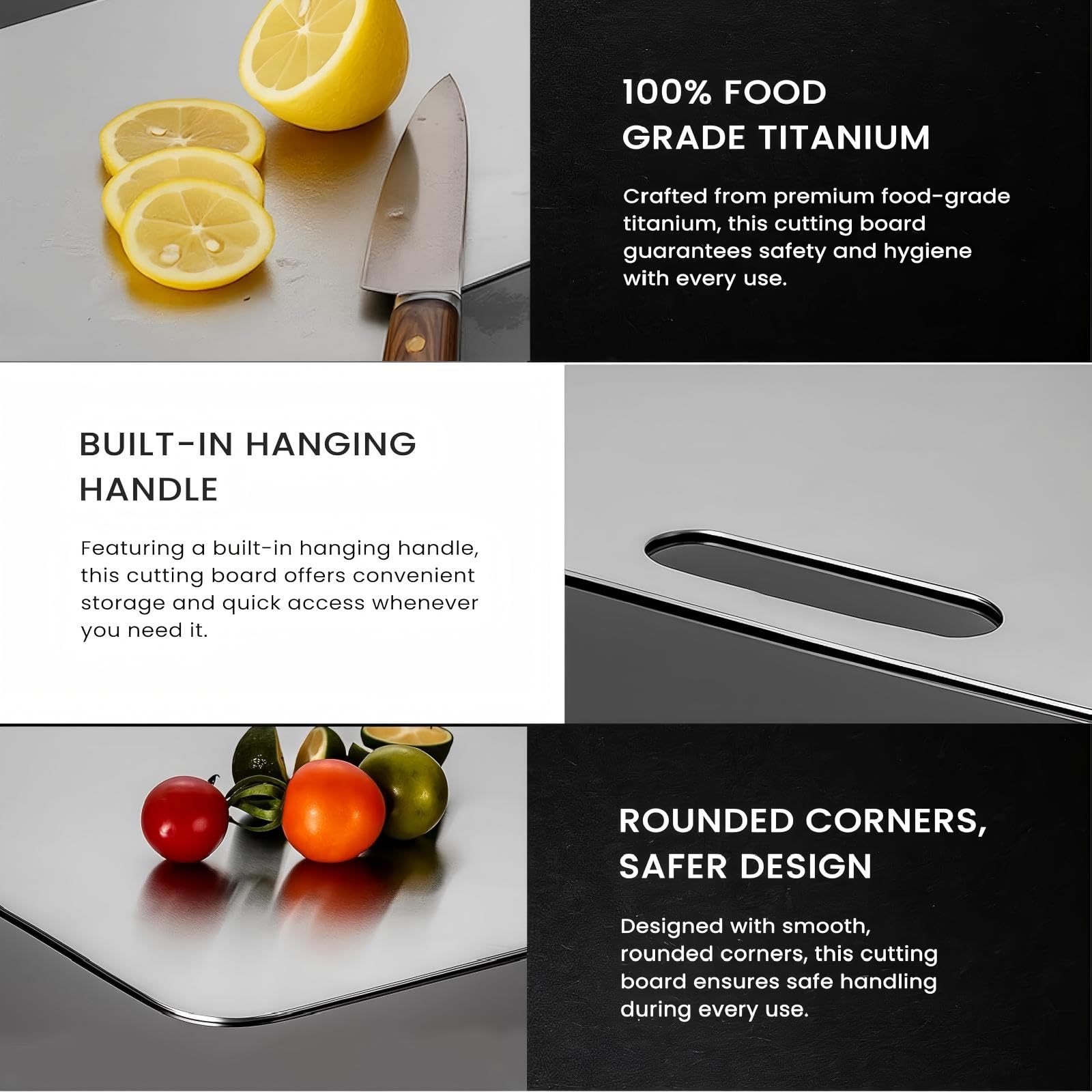 Kimralur Titanium Cutting Board portable hanging hole for storage