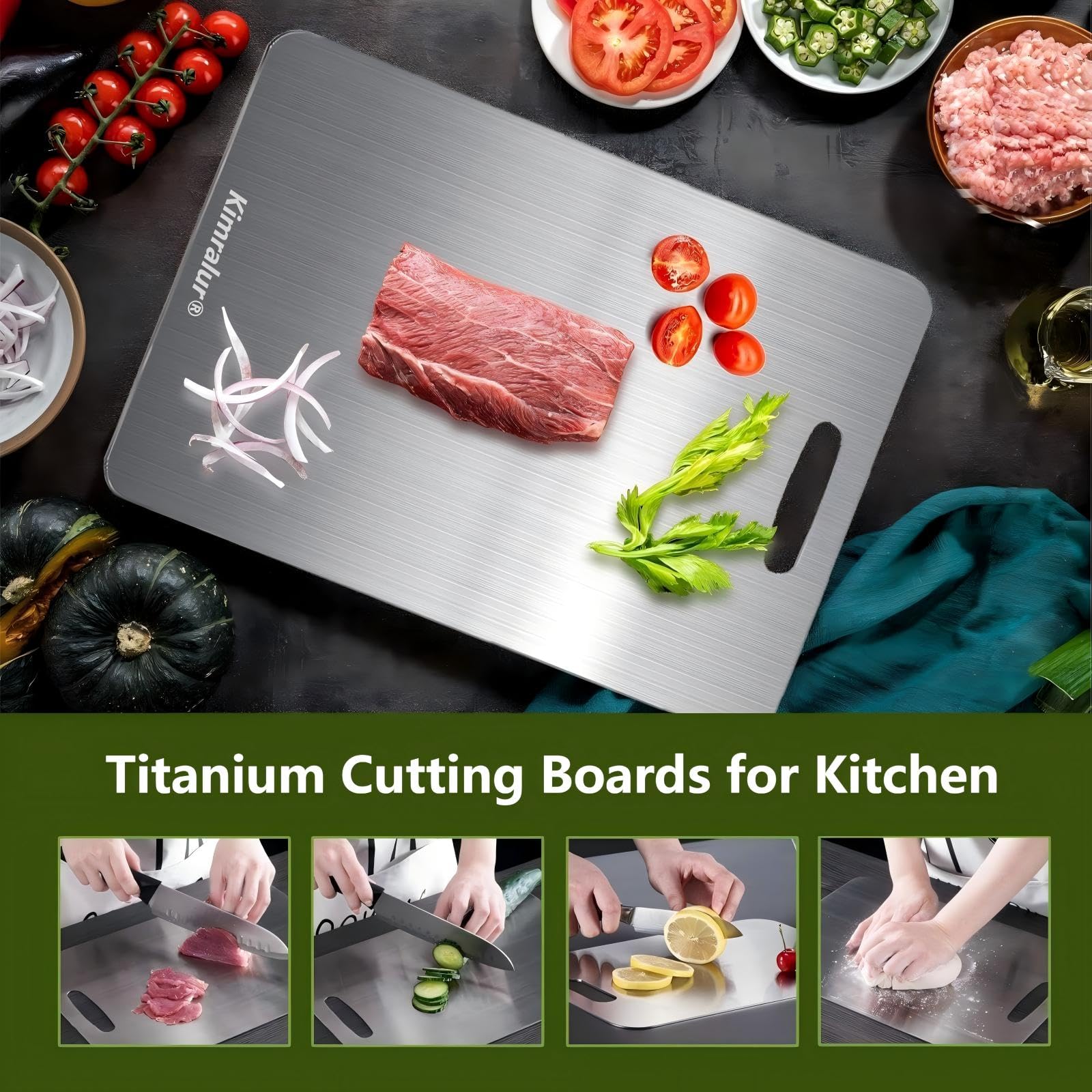 Kimralur Titanium Cutting Board stain-resistant surface for clean prep