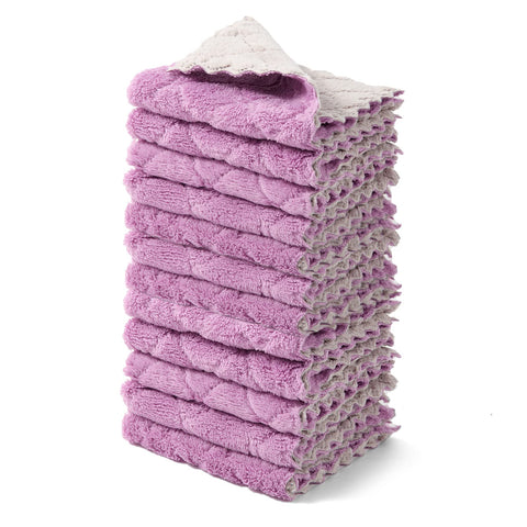 Kimteny coral velvet dish towel, 10x10 inches, ultra-absorbent for quick spill cleanup.