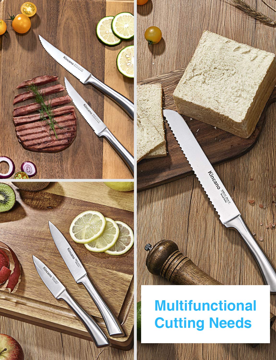 Kincano 8-inch carving knife for roasts and poultry with controlled slices.