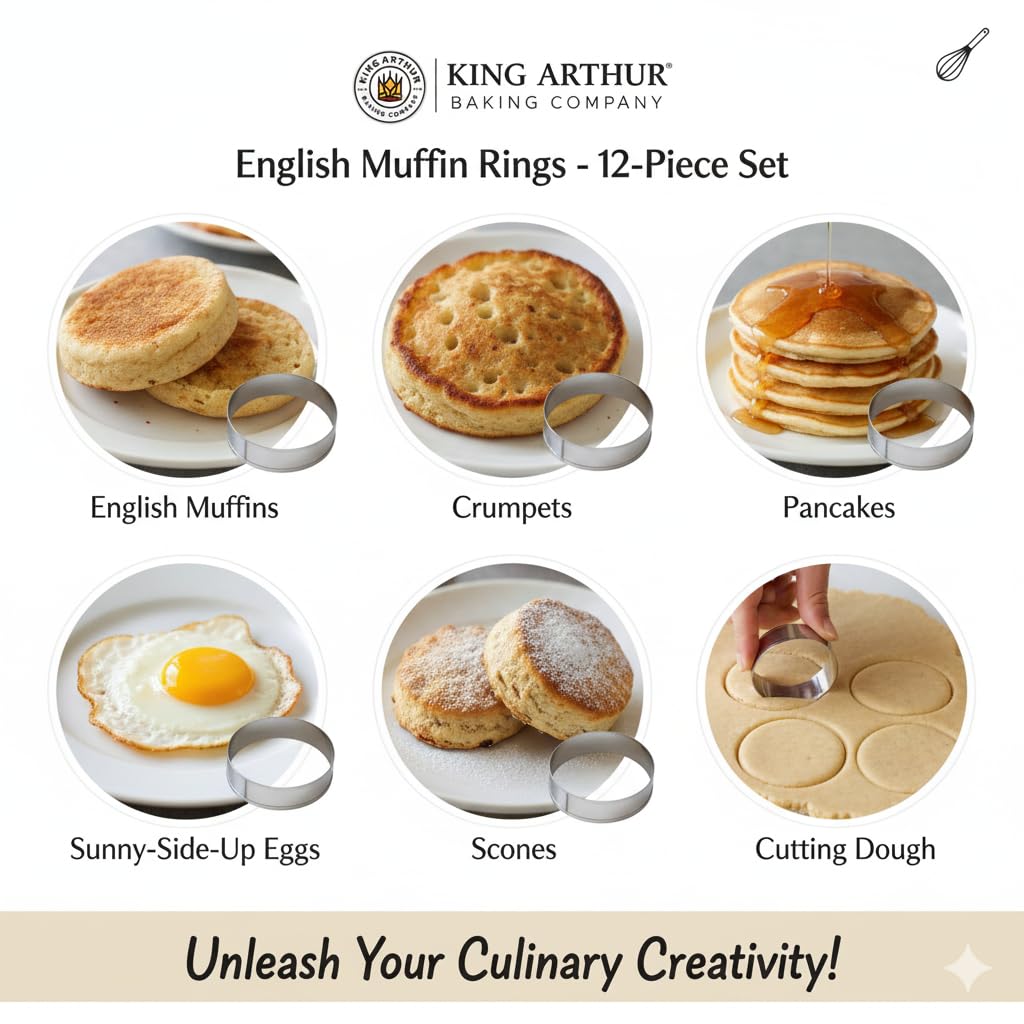 King Arthur English Muffin Rings close-up in stainless steel for durability