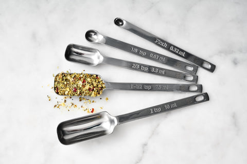 King Arthur spoons feature a connecting ring to keep utensils together.