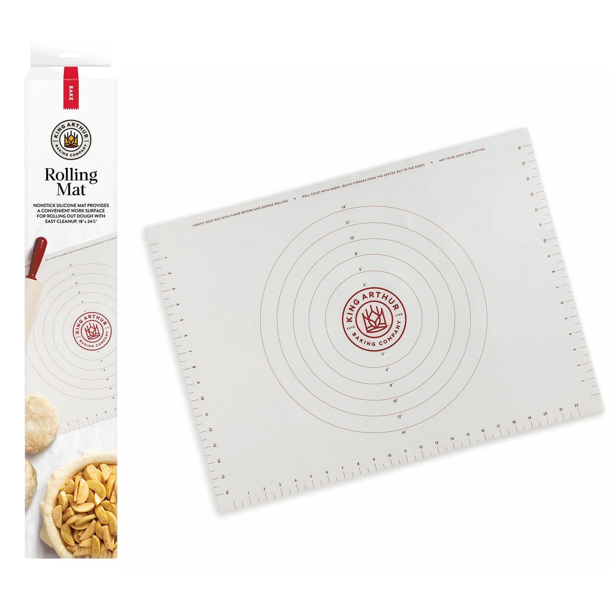 King Arthur rolling mat with a non-stick surface for easy dough rolling.