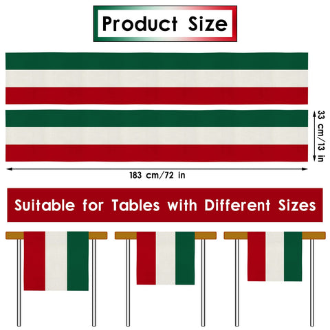 Kingdder linen table runner featuring Italy flag design for elegant party decor