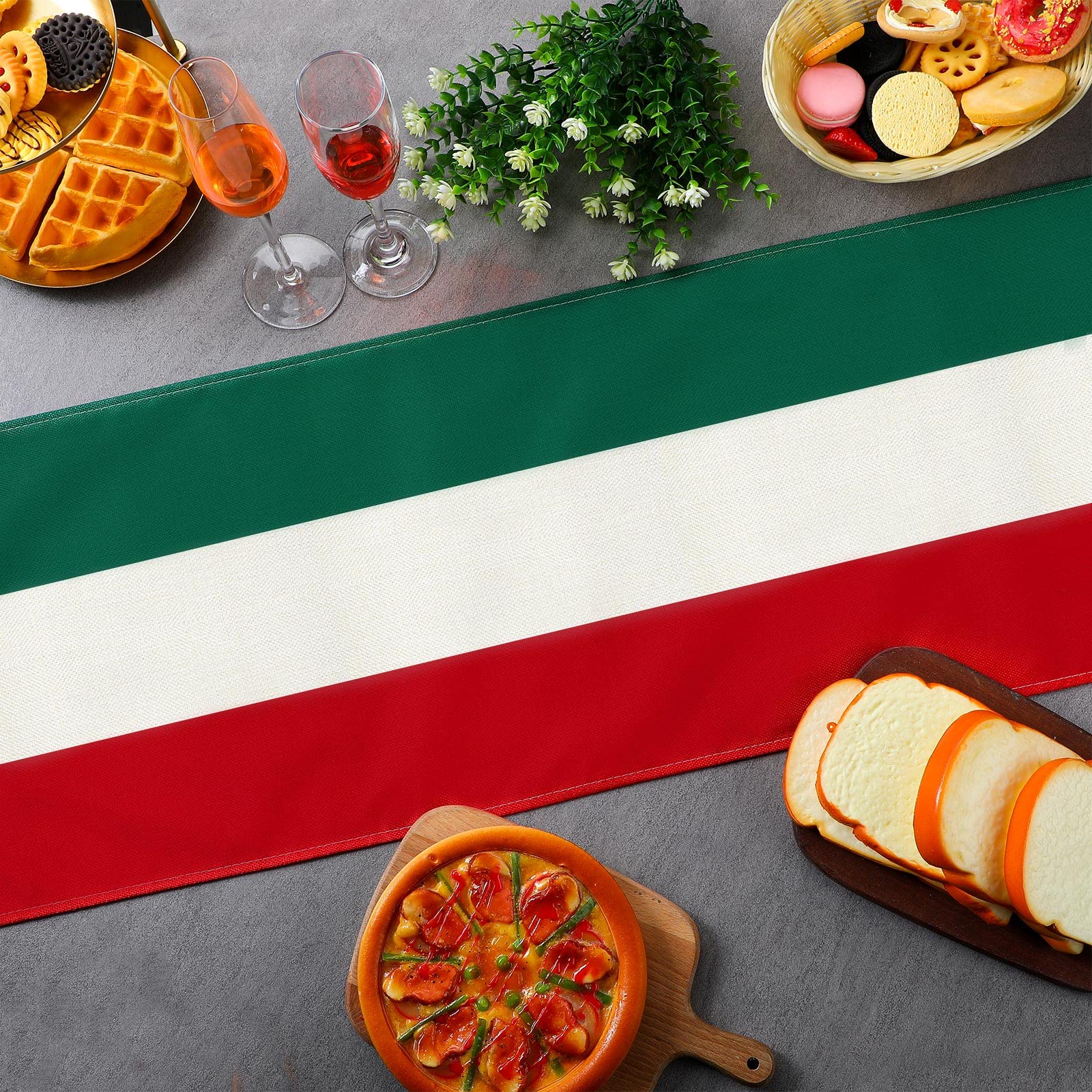 Kingdder pack of 2 Italian flag table runners ready for hosting