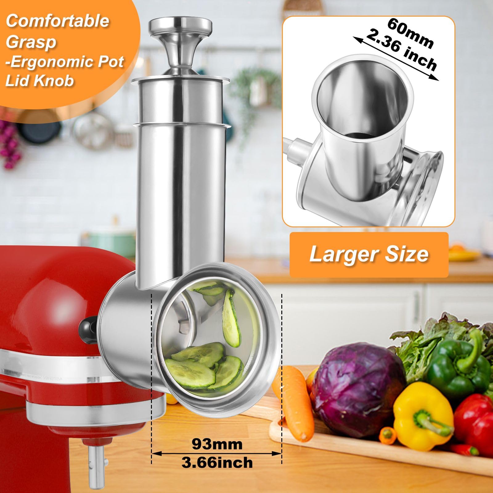 KINGEAGLE 60mm feeding tube and 81mm blades enable efficient whole-potato processing.